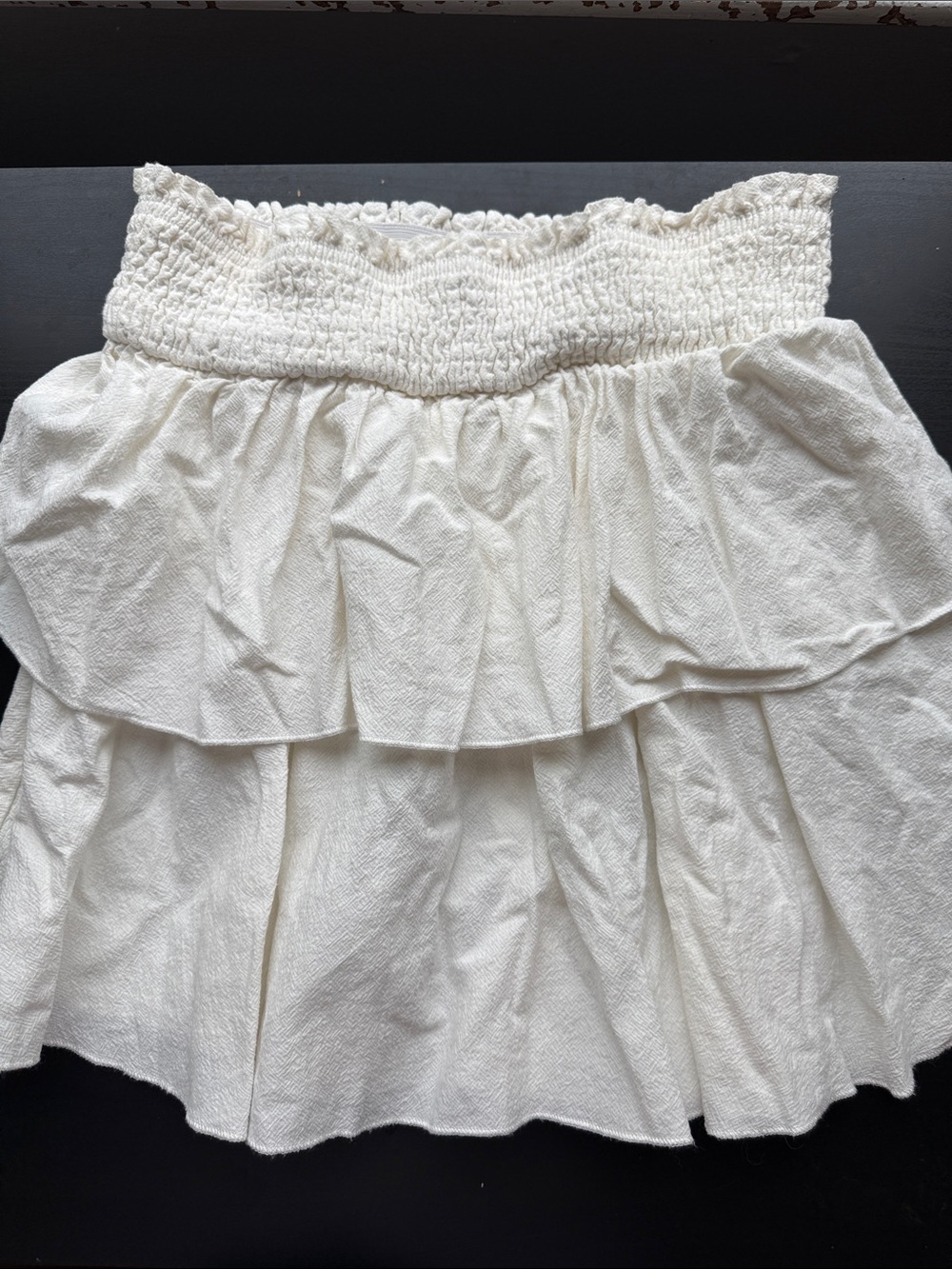 Tiered Ruffle Mini Skirt in Off-White